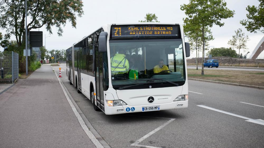 Le bus 21 de la Compagnie des Transports Strasbourgeois est la cible des contrôles de la police allemande.