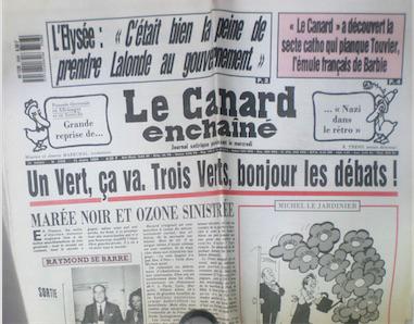 "Une" du Canard enchaîné, 15 mars 1989